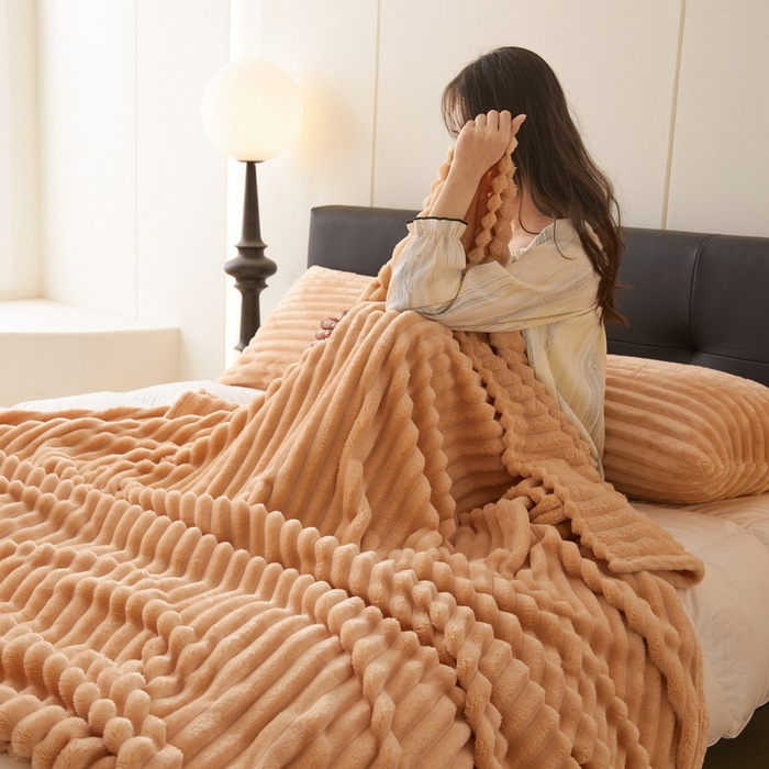 Manta de Terciopelo de Piel de Conejo Anti-estática para Dormitorio y Sofá